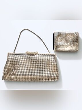 Whiting & Davis Silver Mesh Wallet and Unbranded Matching Evening Bag, EUC